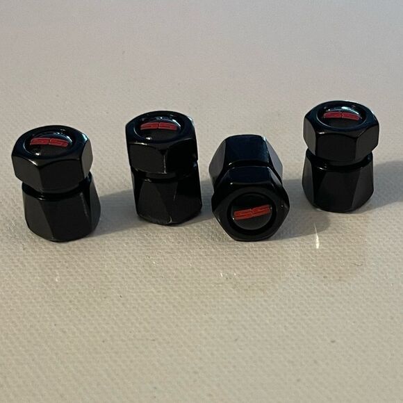 SS Super Sport Valve Stem Caps in Black Set of 4 NWT - Picture 3 of 4